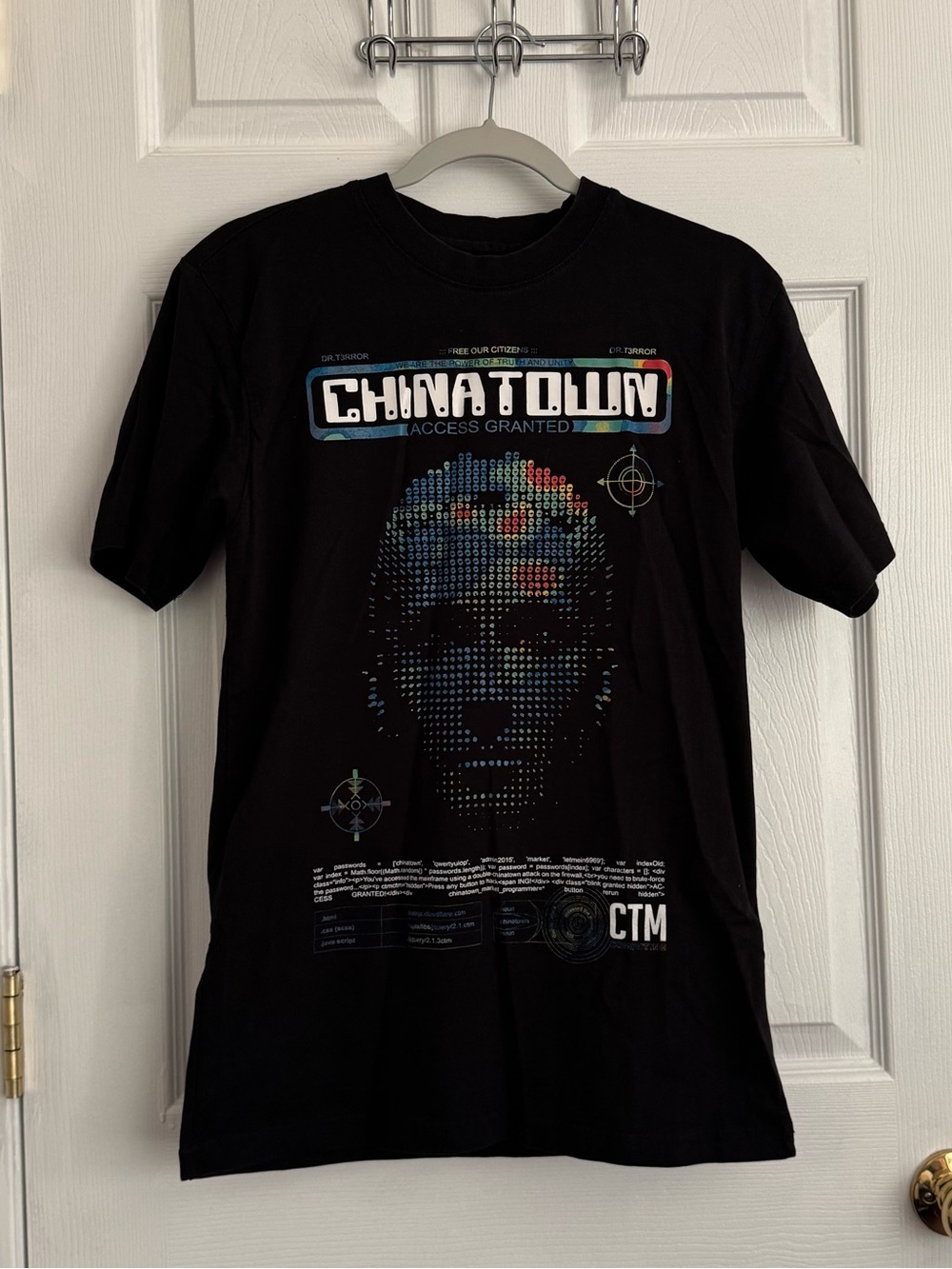 Men’s/Unisex Black Cyber Techno Chinatown Market AI Graphic Tee/T-shirt